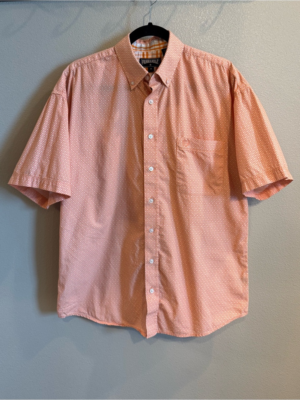 Panhandle short-sleeve peach/orange button-down shirt